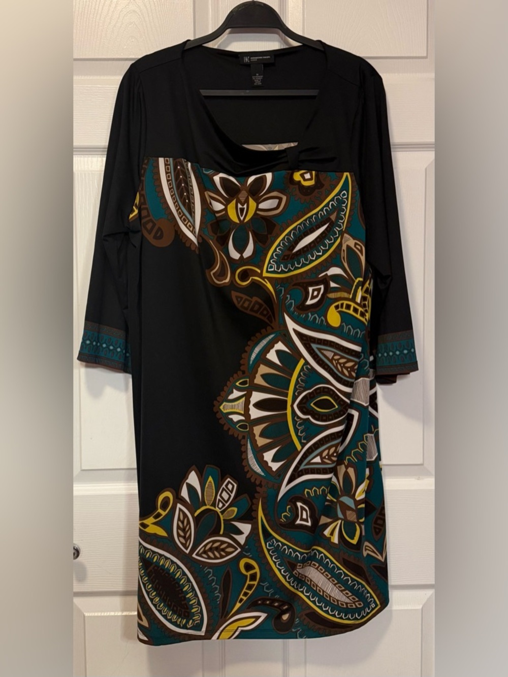 INC International Concepts Paisley Knot-Neck Sheath Dress - 1X - Picture 2 of 6